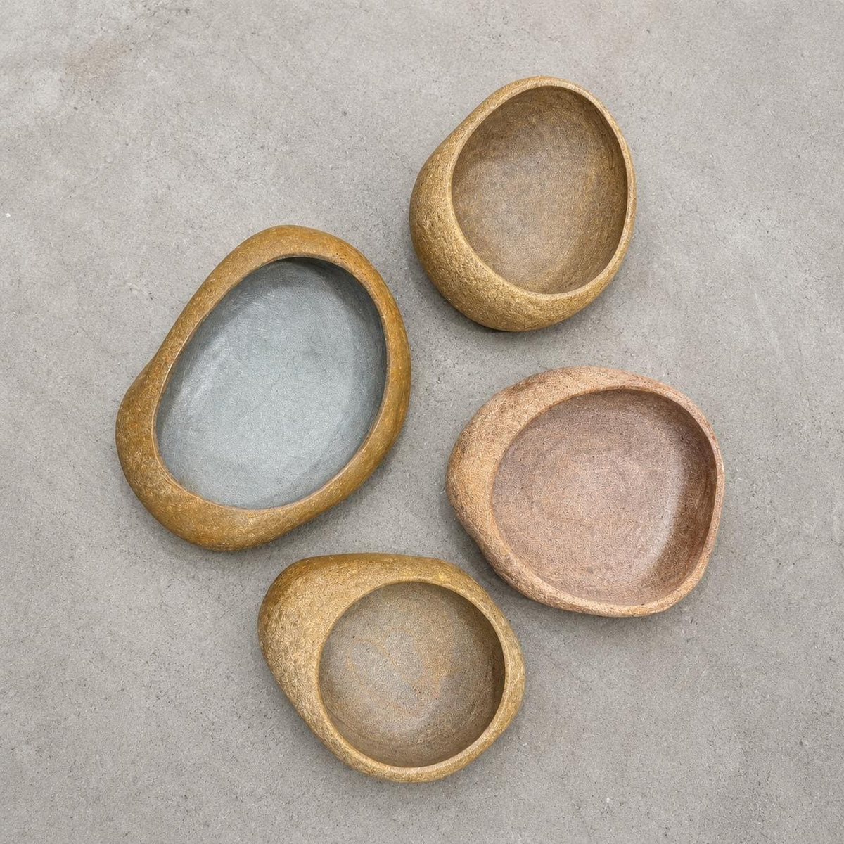 Stone Bowl - Natural River Stone Bowl – natural stone bird and wildlife accessory – alternate view