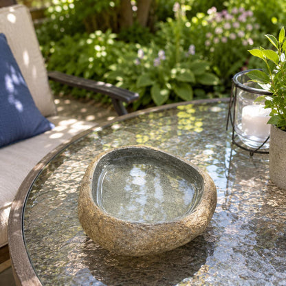 Bird Water Bowl – natural stone bird and wildlife accessory – alternate view