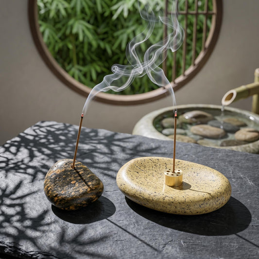 Minimalist Incense Stick Holder - River Stone – natural stone mindful home accent – primary product view
