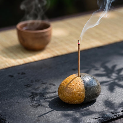 Minimalist Incense Stick Holder - River Stone – natural stone mindful home accent – product detail