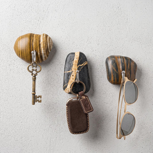 Minimalist Stone Wall Hooks: Adhesive Entryway Organizer – natural stone wall hook or rack – primary product view