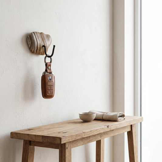 Minimalist Stone Wall Hooks: Adhesive Entryway Organizer – natural stone wall hook or rack – alternate product view