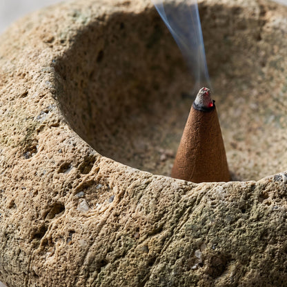 Large Incense Burner: Giant Stone Ash Catcher & Volcanic Rock – natural stone mindful home accent – product detail