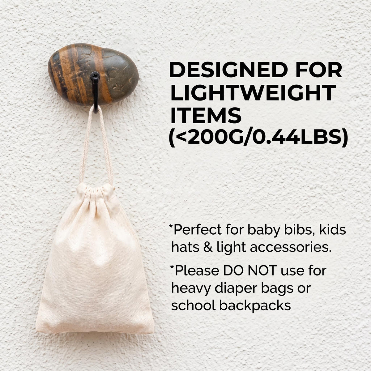 Nursery & Kids Room Wall Hooks – natural stone wall hook or rack – alternate view