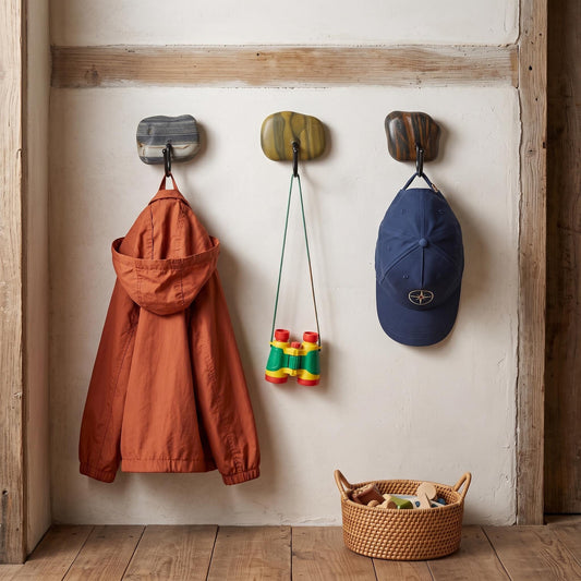 Nursery & Kids Room Wall Hooks – natural stone wall hook or rack – alternate product view