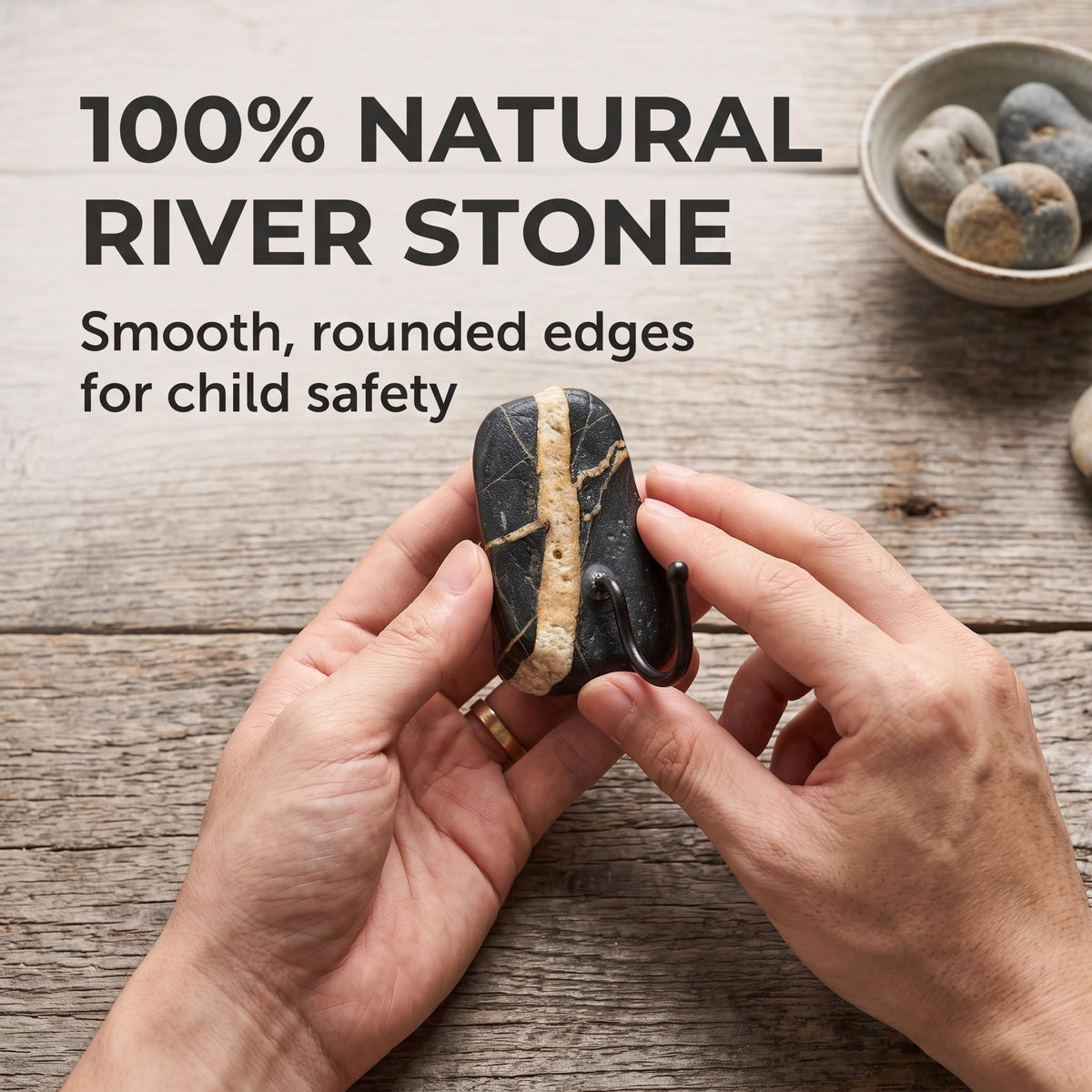 Nursery & Kids Room Wall Hooks – natural stone wall hook or rack – product detail