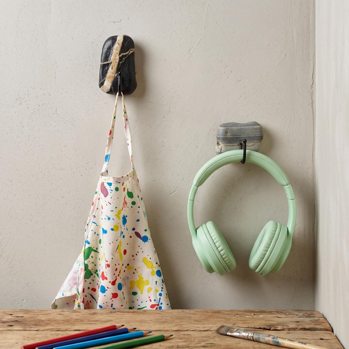 Nursery & Kids Room Wall Hooks – natural stone wall hook or rack – product detail