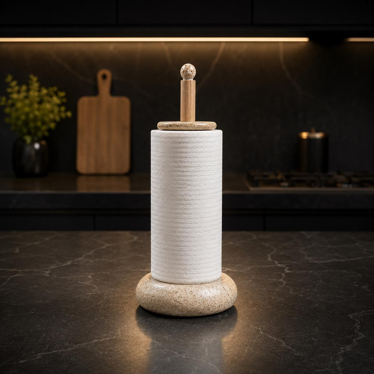 Natural Stone Paper Towel Holder – natural stone kitchen and dining accessory – primary product view