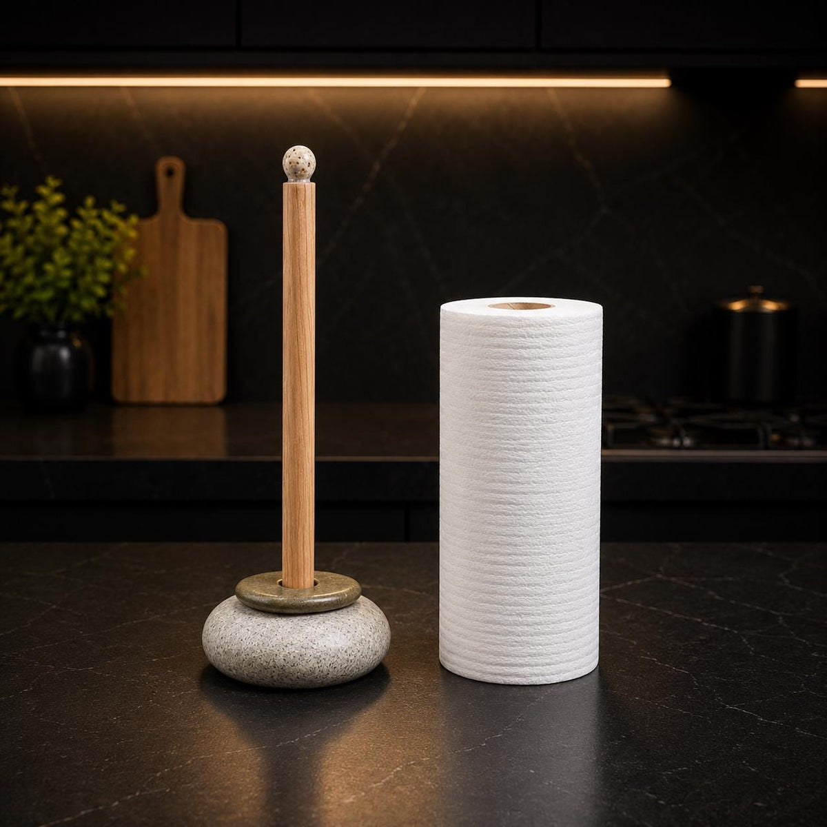 Natural Stone Paper Towel Holder – natural stone kitchen and dining accessory – product detail