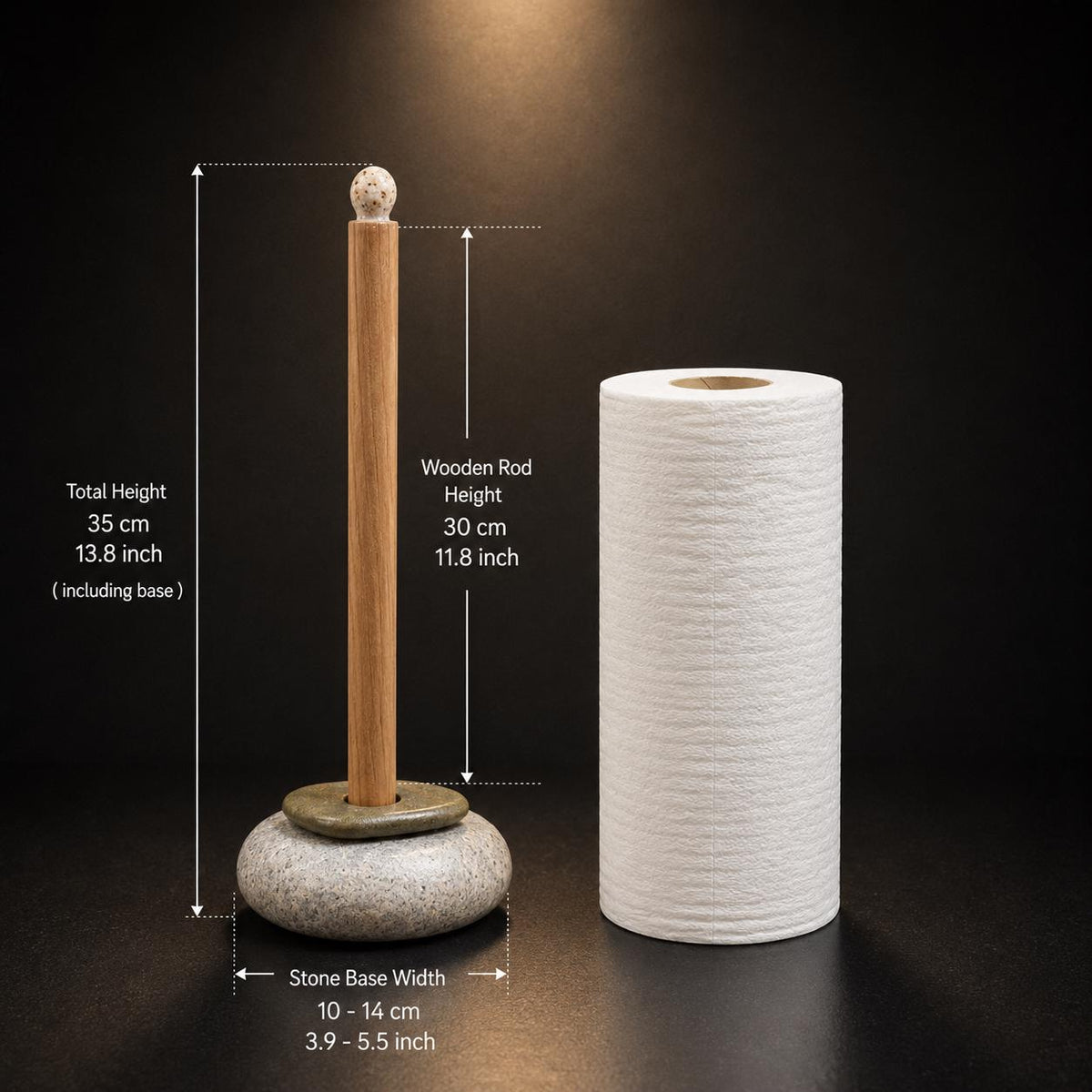 Natural Stone Paper Towel Holder – natural stone kitchen and dining accessory – alternate angle
