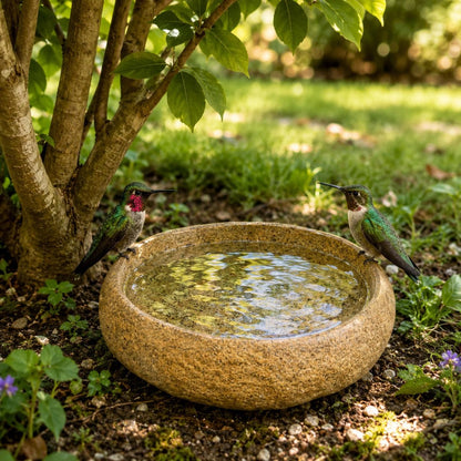 Natural Stone Bird Bath & Bird Feeder – natural stone bird and wildlife accessory – product detail