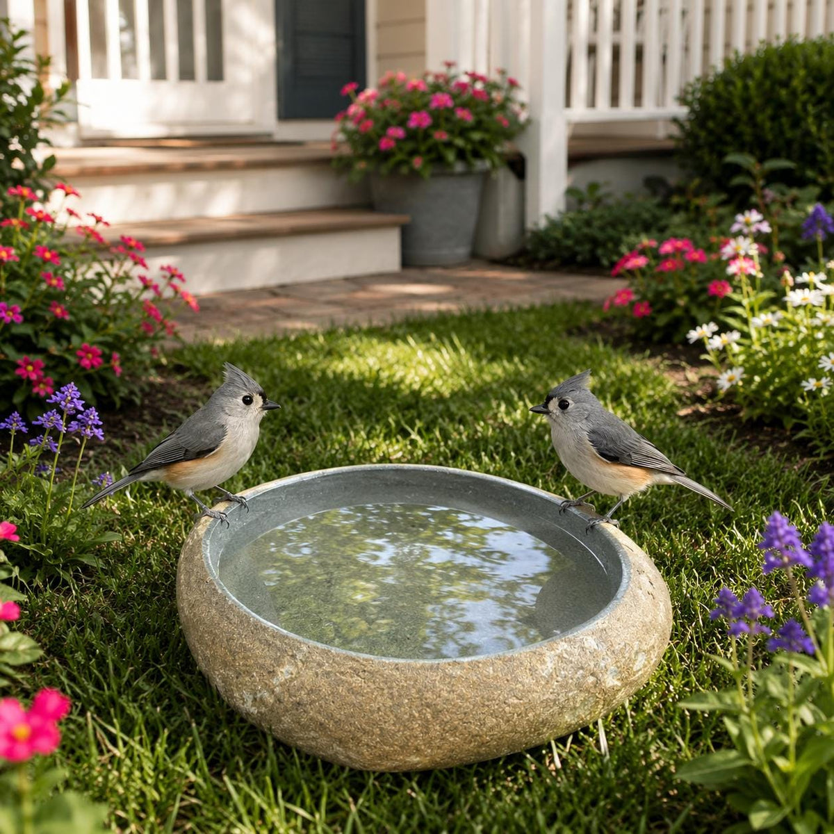 Garden Bird Bath – natural stone bird and wildlife accessory – primary product view