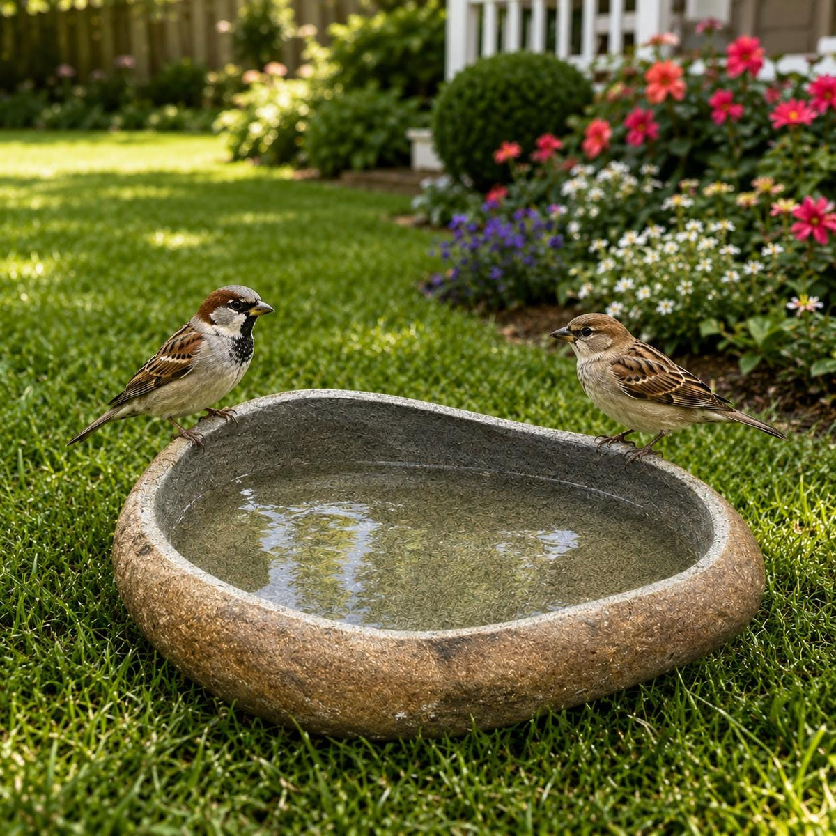 Garden Bird Bath – natural stone bird and wildlife accessory – product detail