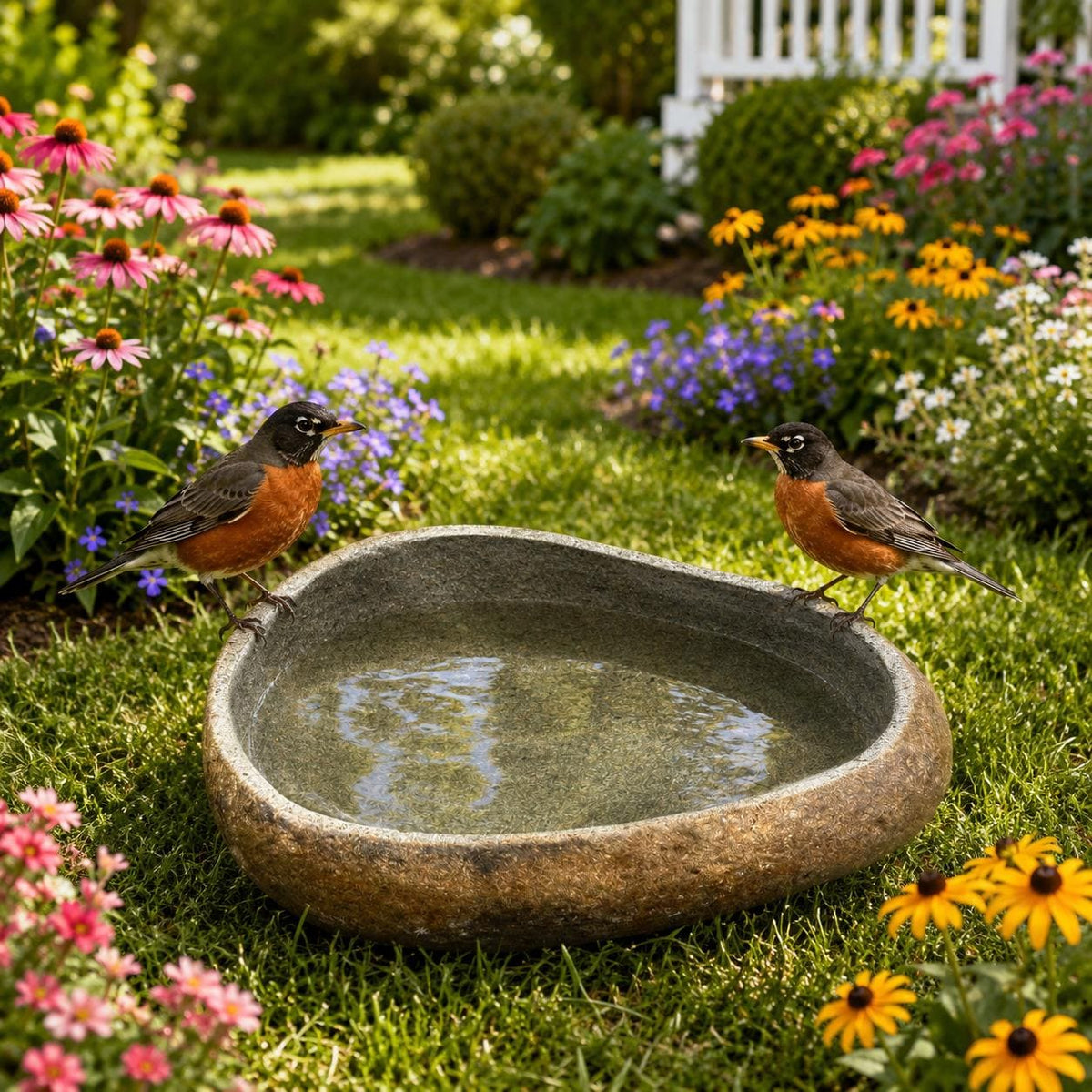 Garden Bird Bath – natural stone bird and wildlife accessory – product detail