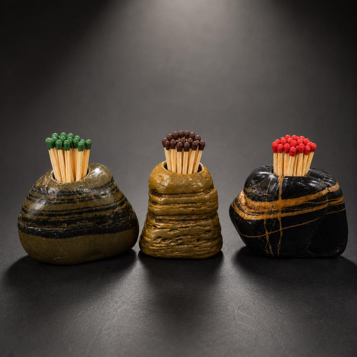 Match Holder - Stone Match Holder – natural stone mindful home accent – detail view