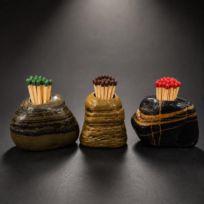 Match Holder - Stone Match Holder – natural stone mindful home accent – detail view