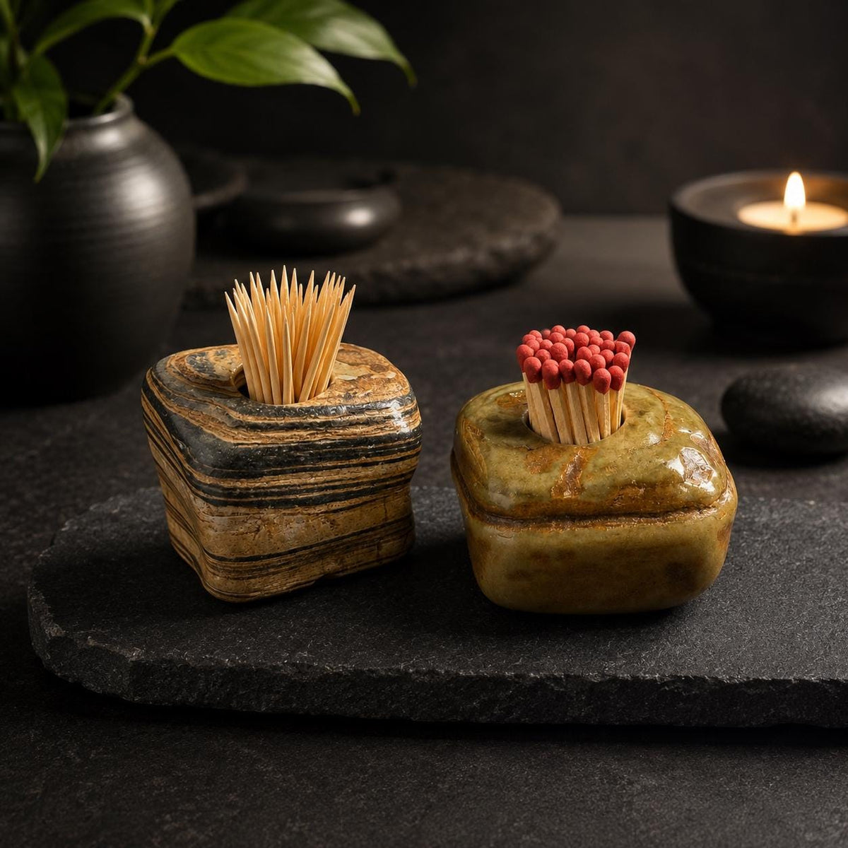 Match Holder - Stone Match Holder – natural stone mindful home accent – product detail