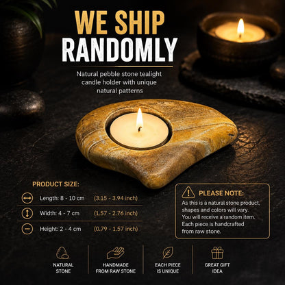 Rock Candle Holder – natural stone mindful home accent – alternate product view
