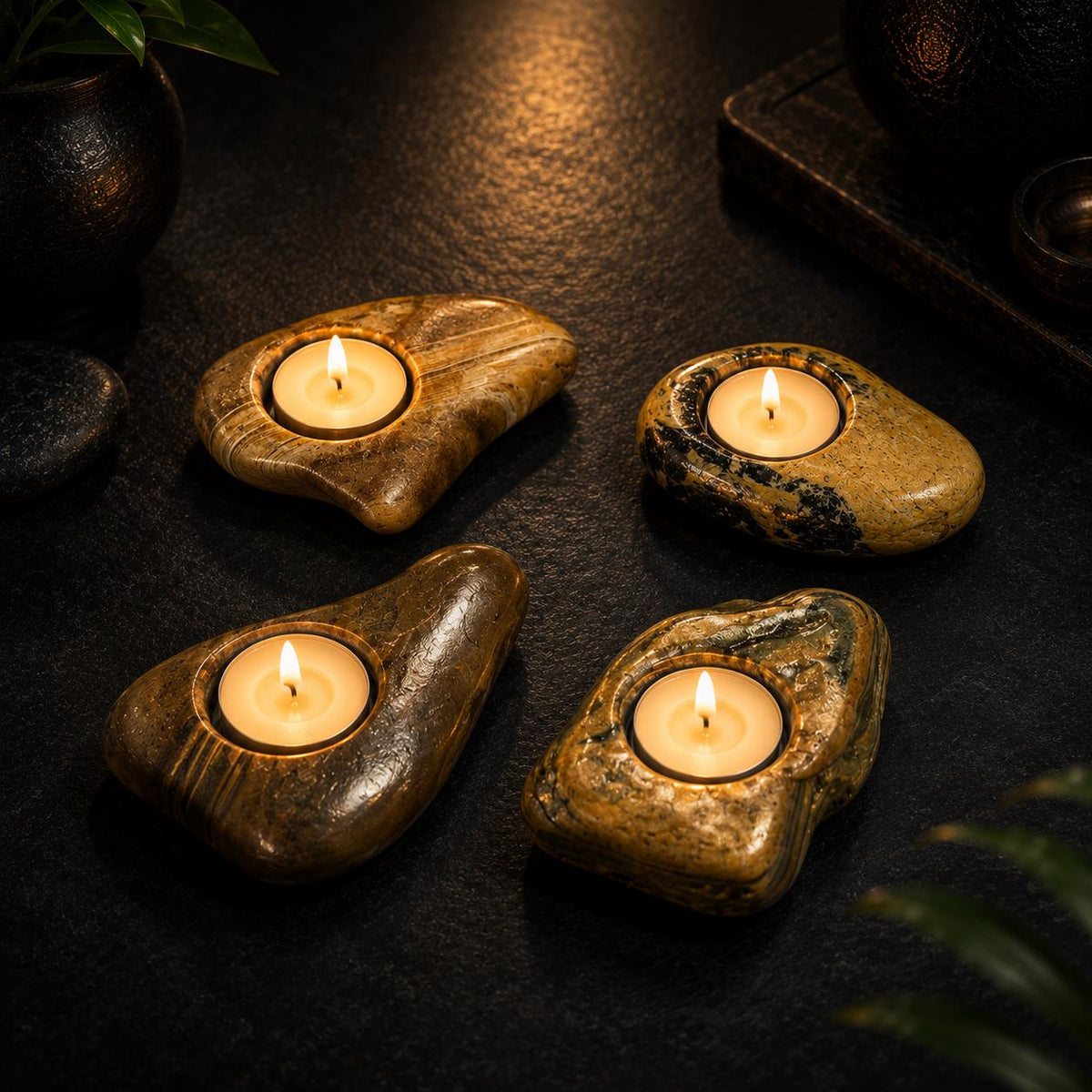 Rock Candle Holder – natural stone mindful home accent – product detail