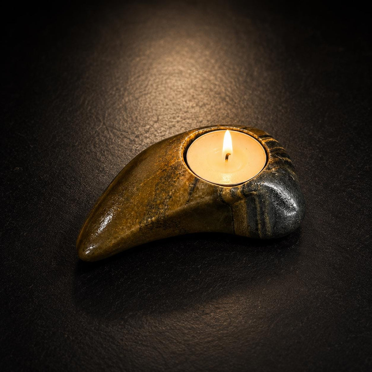 Stone Match Holder & Tealight Candle Holder Set – natural stone mindful home accent – product detail