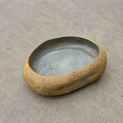 Stone Bowl - Natural River Stone Bowl – natural stone bird and wildlife accessory – product detail