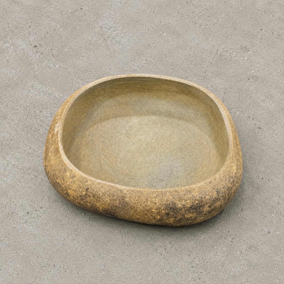 Stone Bowl - Natural River Stone Bowl – natural stone bird and wildlife accessory – alternate view