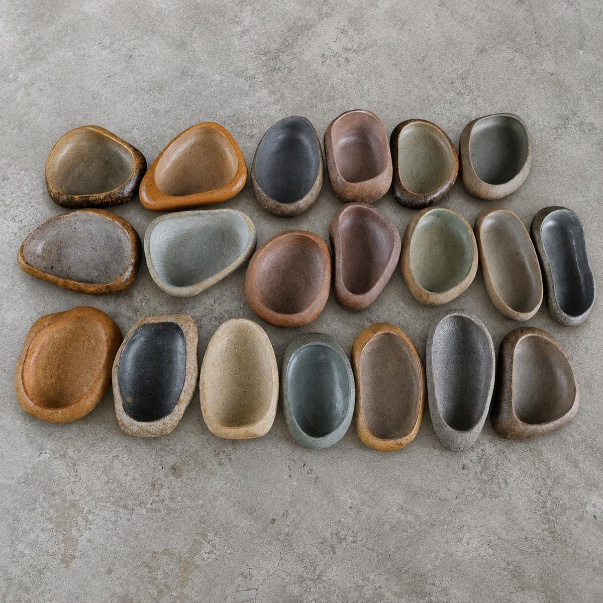 Stone Bowl - Natural River Stone Bowl – natural stone bird and wildlife accessory – primary product view