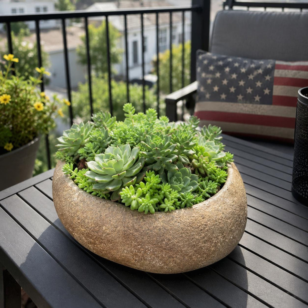 Stone Bowl - Natural River Stone Bowl – natural stone bird and wildlife accessory – alternate angle