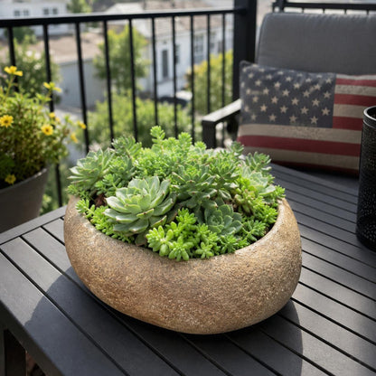 Stone Bowl - Natural River Stone Bowl – natural stone bird and wildlife accessory – alternate angle