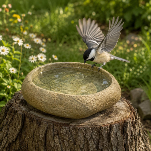 Bird Water Bowl – natural stone bird and wildlife accessory – primary product view