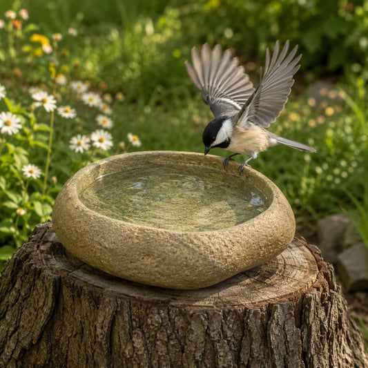 Bird Water Bowl – natural stone bird and wildlife accessory – primary product view