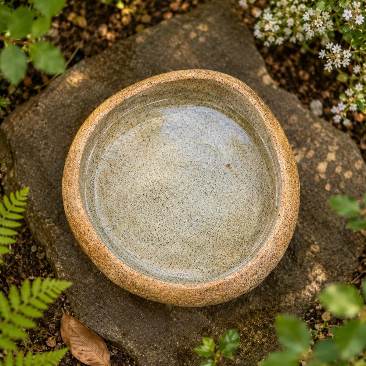 Bird Water Bowl – natural stone bird and wildlife accessory – product detail