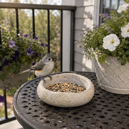 River Rock Bird Bath – natural stone bird and wildlife accessory – product detail