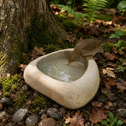 River Rock Bird Bath – natural stone bird and wildlife accessory – product detail