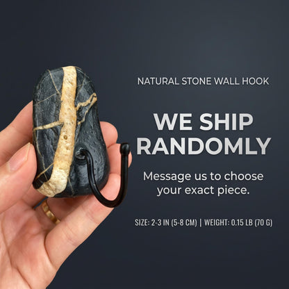 Minimalist Stone Wall Hooks: Adhesive Entryway Organizer – natural stone wall hook or rack – alternate angle