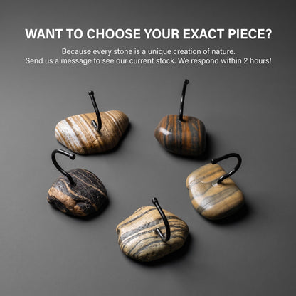 Minimalist Stone Wall Hooks: Adhesive Entryway Organizer – natural stone wall hook or rack – product detail