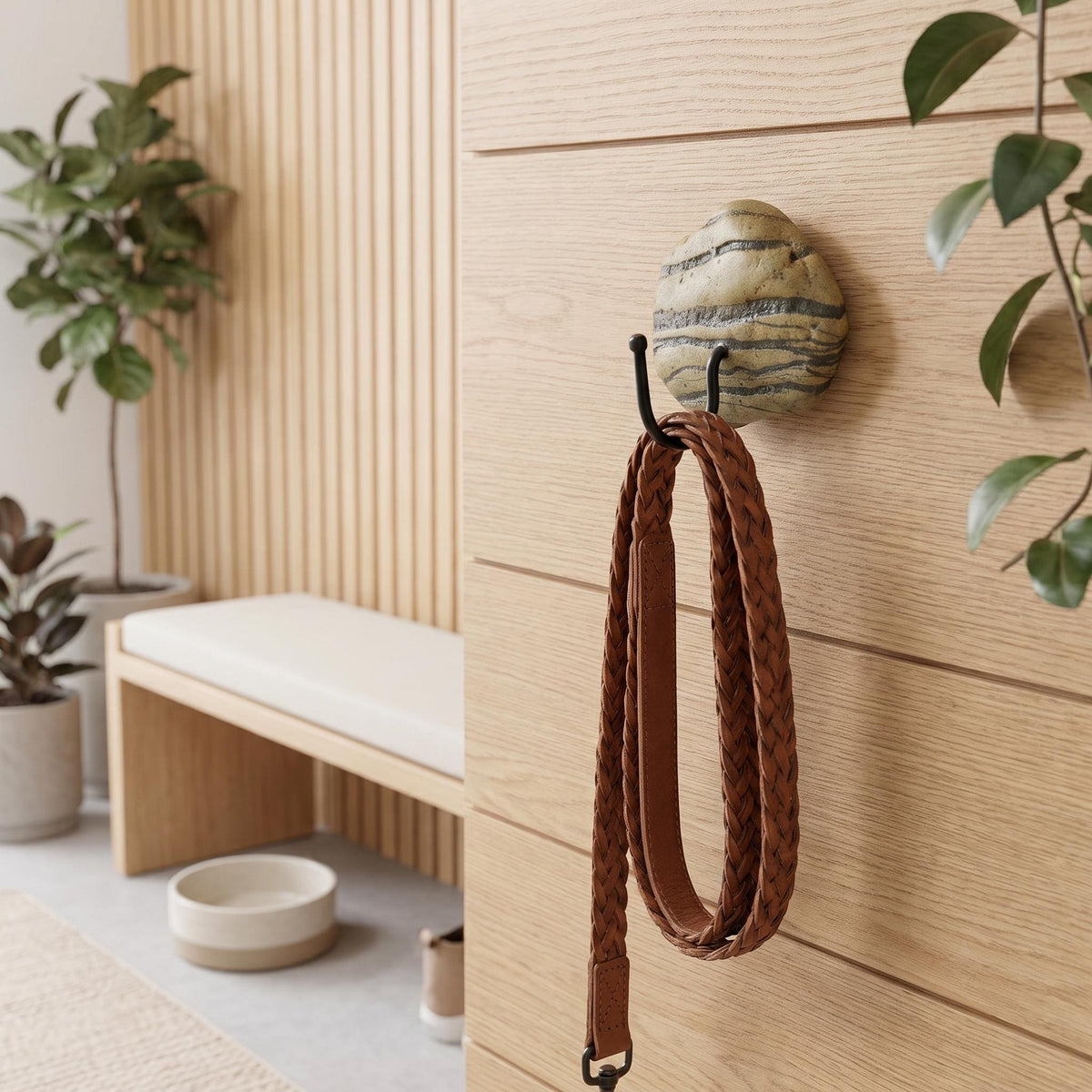 Minimalist Stone Wall Hooks: Adhesive Entryway Organizer – natural stone wall hook or rack – alternate view