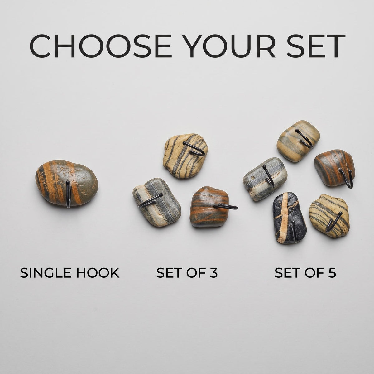 Wall Jewelry Holder & Necklace Organizer: Natural Stone Boho – natural stone wall hook or rack – alternate view