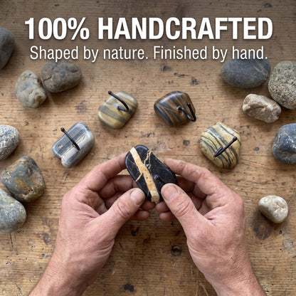 Wall Jewelry Holder & Necklace Organizer: Natural Stone Boho – natural stone wall hook or rack – alternate angle