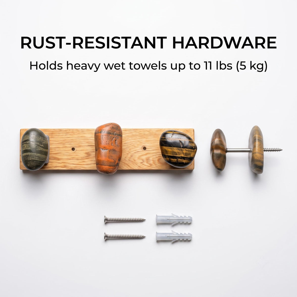 Natural Stone Wall Hooks: Towel & Robe Hooks – natural stone wall hook or rack – alternate view