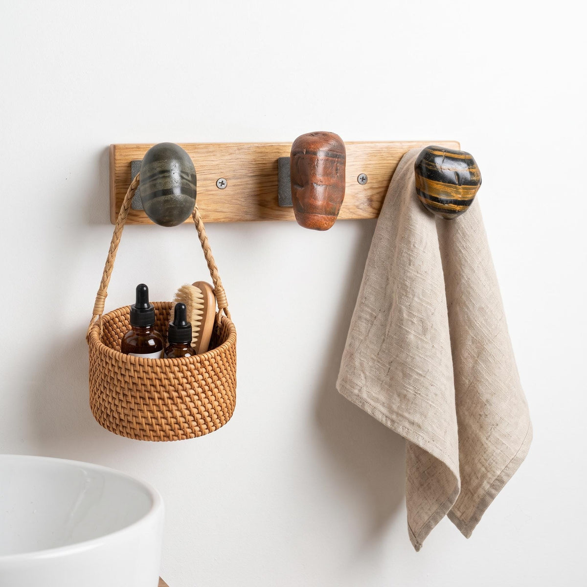 Natural Stone Wall Hooks: Towel & Robe Hooks – natural stone wall hook or rack – alternate view