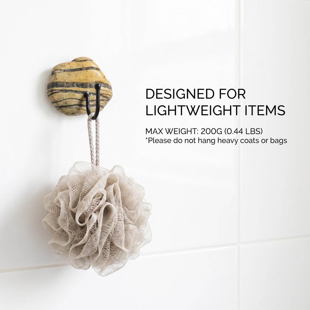 Small Bathroom Towel Hooks & Washcloth Holder: Natural Stone – natural stone bathroom accessory – product detail