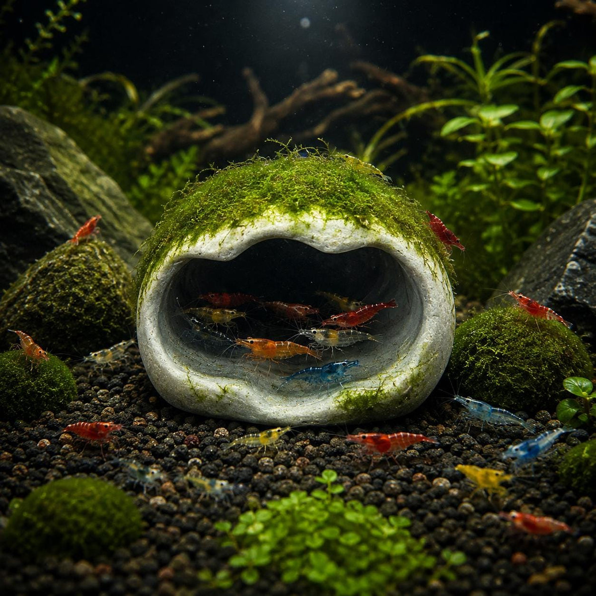 Shrimp Cave - Shrimp Hide Natural Stone – natural stone aquarium accessory – alternate view