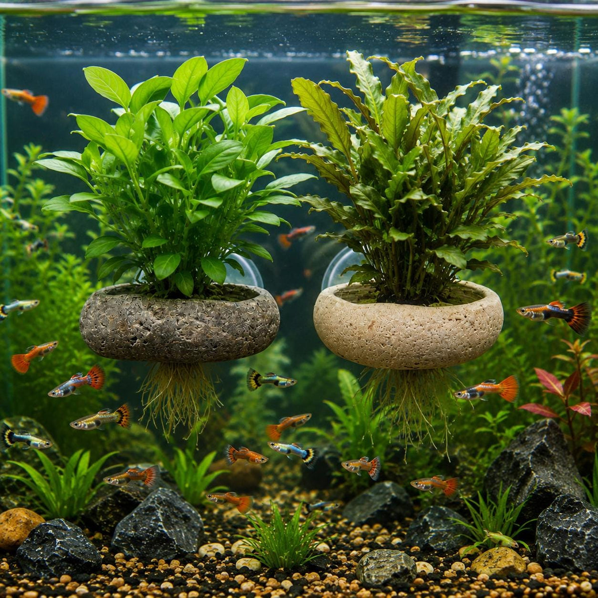 Natural Stone Aquarium Plant Holder - Suction Cup – natural stone aquarium accessory – primary product view