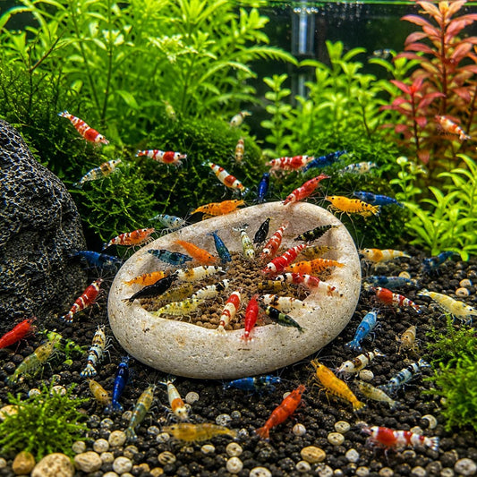 Aquarium Shrimp Feeding Bowl – natural stone aquarium accessory – primary product view