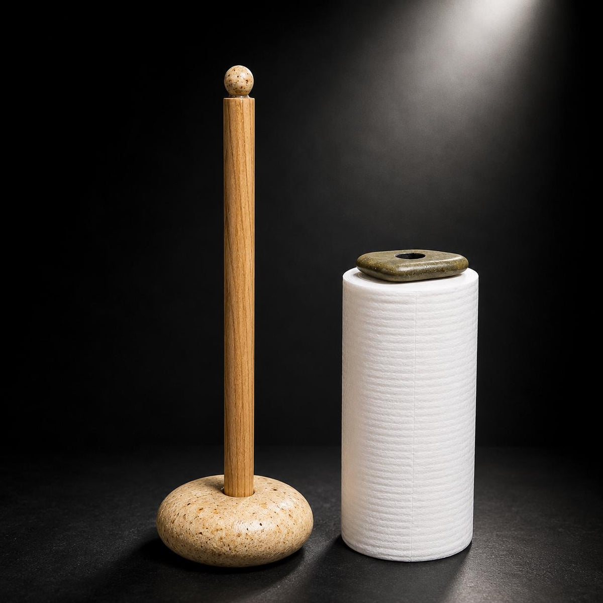 Natural Stone Paper Towel Holder – natural stone kitchen and dining accessory – alternate view