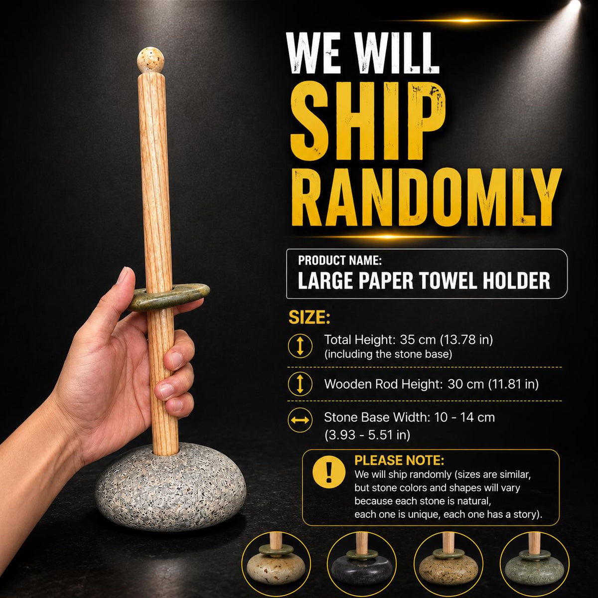 Natural Stone Paper Towel Holder – natural stone kitchen and dining accessory – alternate product view