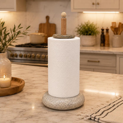 Natural Stone Paper Towel Holder – natural stone kitchen and dining accessory – alternate angle