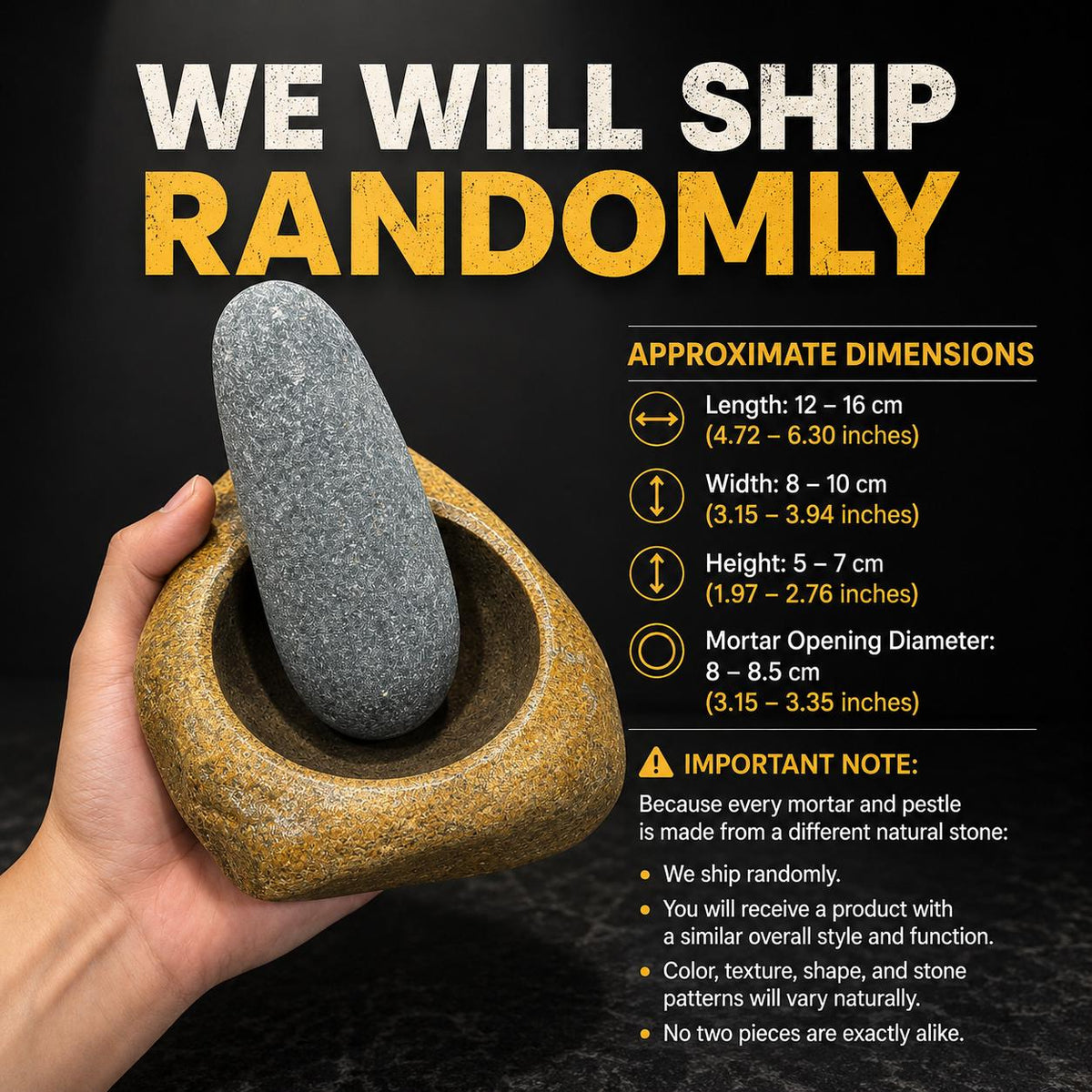 Natural Stone Mortar And Pestle – natural stone kitchen and dining accessory – alternate product view