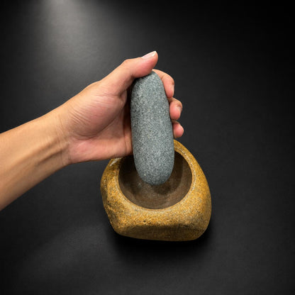 Natural Stone Mortar And Pestle – natural stone kitchen and dining accessory – alternate angle
